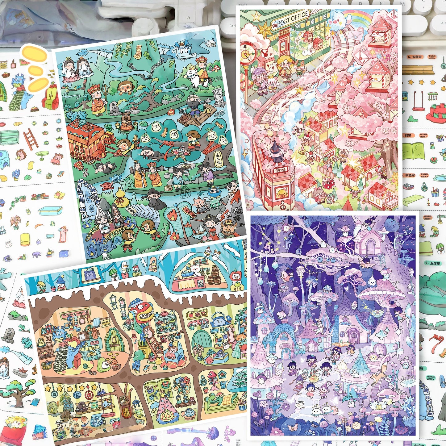 Fantastic Journeys 3D Sticker | 4 Cute Miniature Scenes