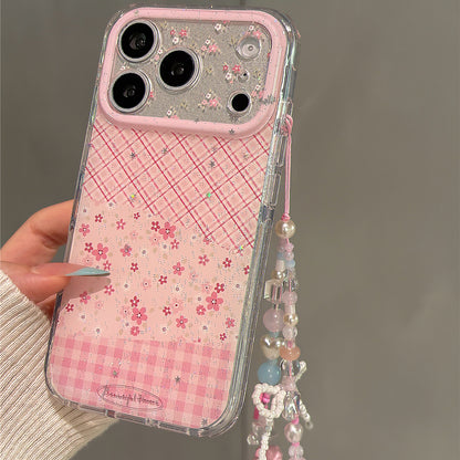 Pink Plaid Flowers Acrylic Phone Case