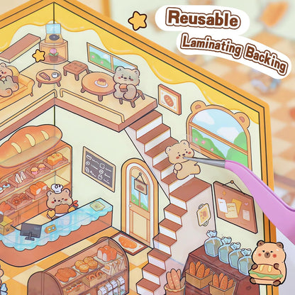 Tiny Animal Wonders 3D Sticker | 4 Cute Miniature Scenes