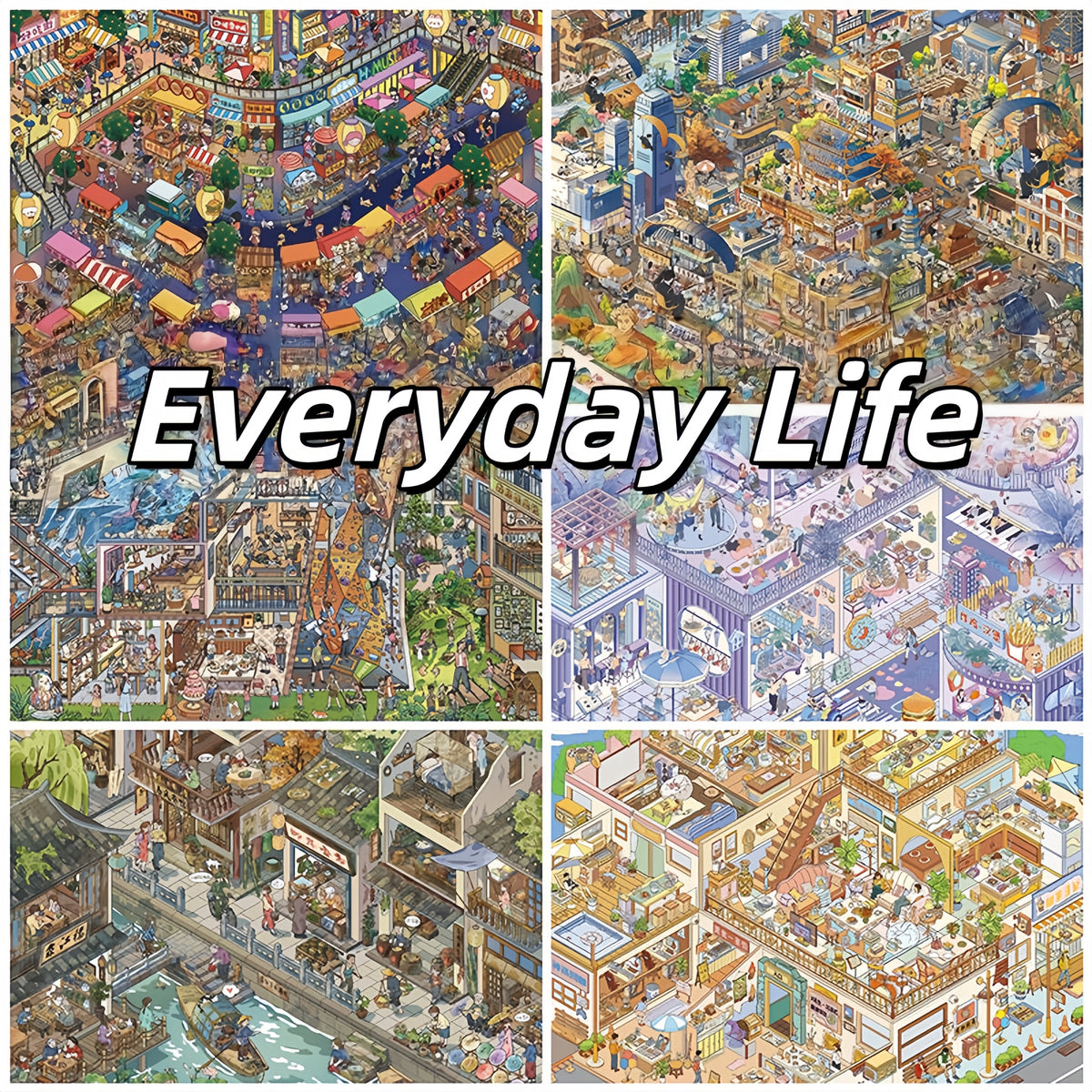 Everyday Life 3D Sticker | 6 Cute Miniature Scenes
