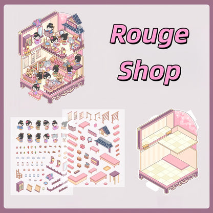 Ancient Shops 3D Sticker | 4 Cute Miniature Scenes