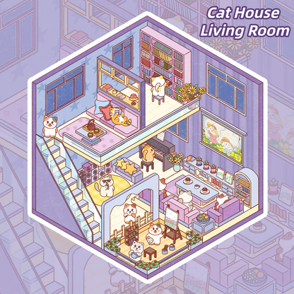 Cat House 3D Sticker | 4 Cute Miniature Scenes