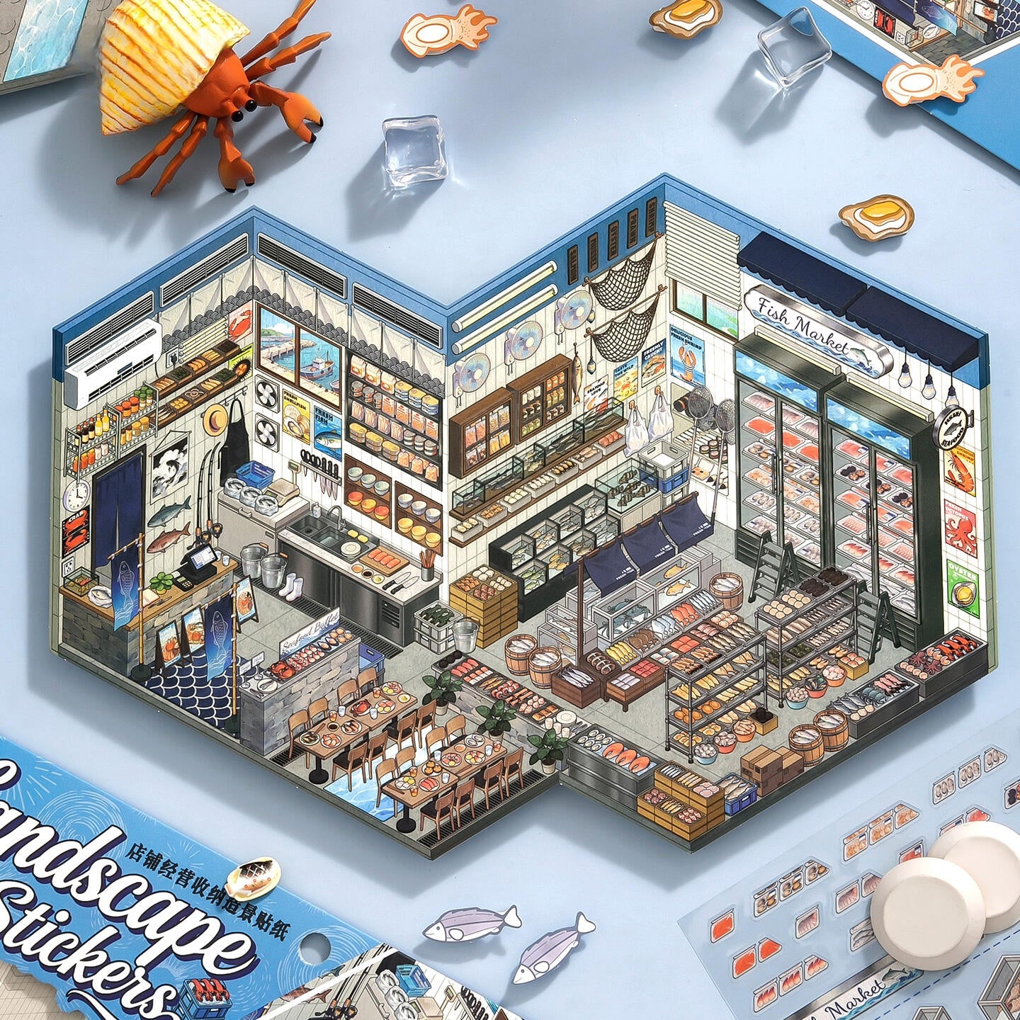 Shelf Display 3D Sticker | 2 Cute Miniature Scenes