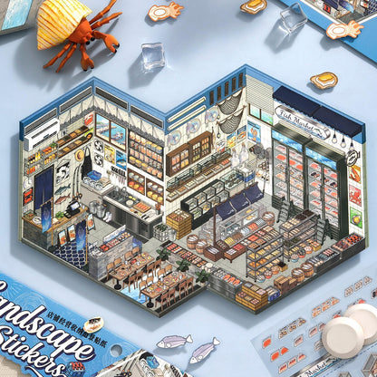 Shelf Display 3D Sticker | 2 Cute Miniature Scenes