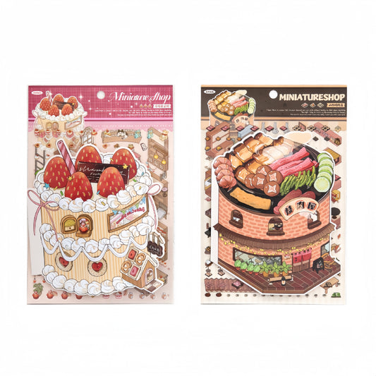 Restaurant Series 3D Sticker | 2 Cute Miniature Scenes