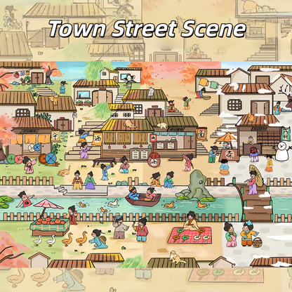 Colorful Streetscape 3D Sticker | 4 Cute Miniature Scenes