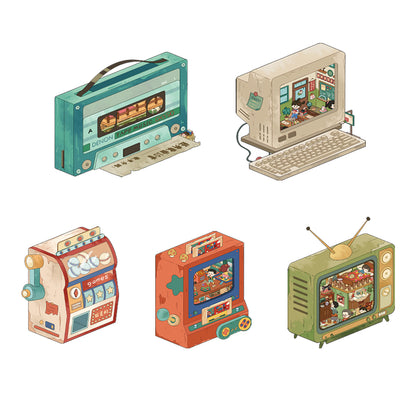 Childhood Town 3D Sticker | 5 Cute Miniature Scenes
