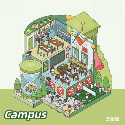 Daily Life Series 3D Sticker | 4 Cute Miniature Scenes