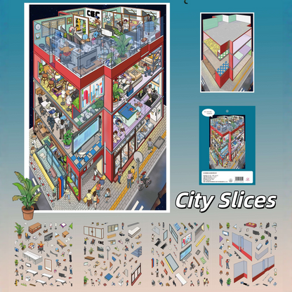 Urban Microscope 3D Sticker | 2 Cute Miniature Scenes