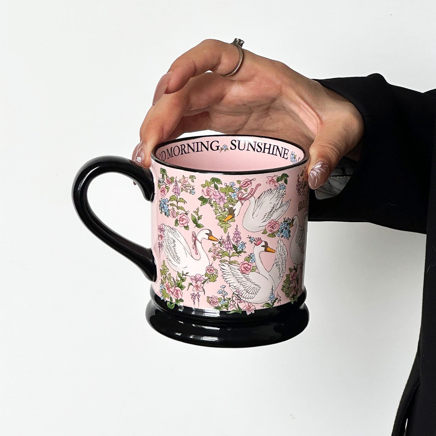 Pink Swan Ceramic Mug