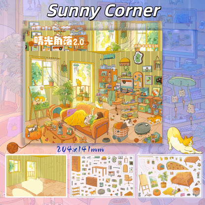 Utopian Home 3D Sticker | 4 Cute Miniature Scenes