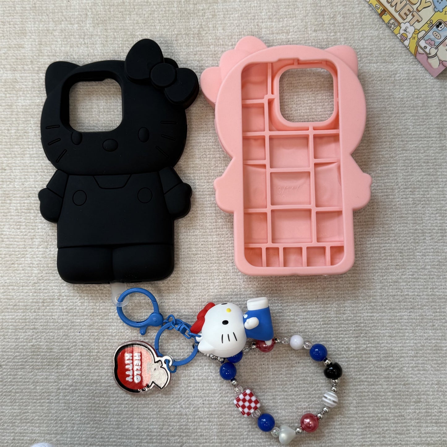 3D Pink & Black Cat Silicone Phone Case