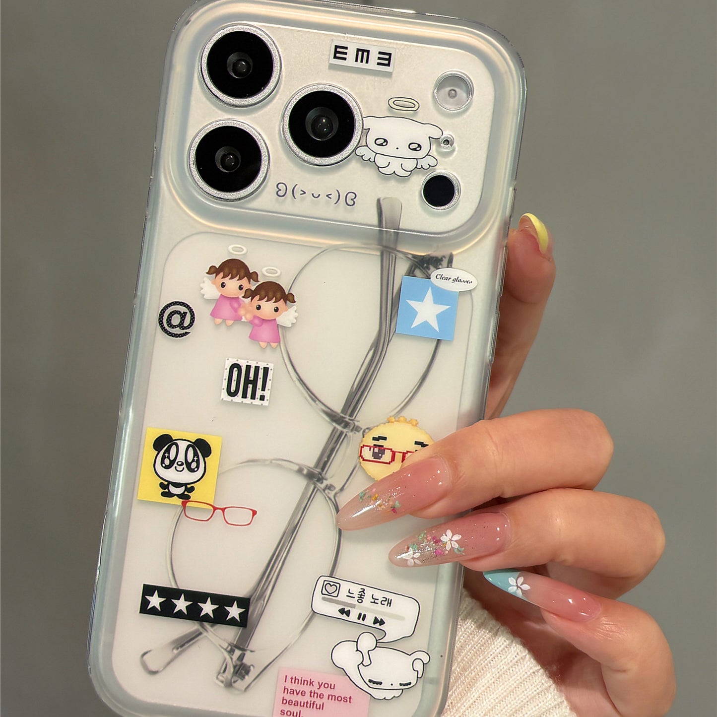 Cartoon Animals with Glasses Acrylic Phone Case