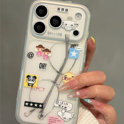 Cartoon Animals with Glasses Acrylic Phone Case