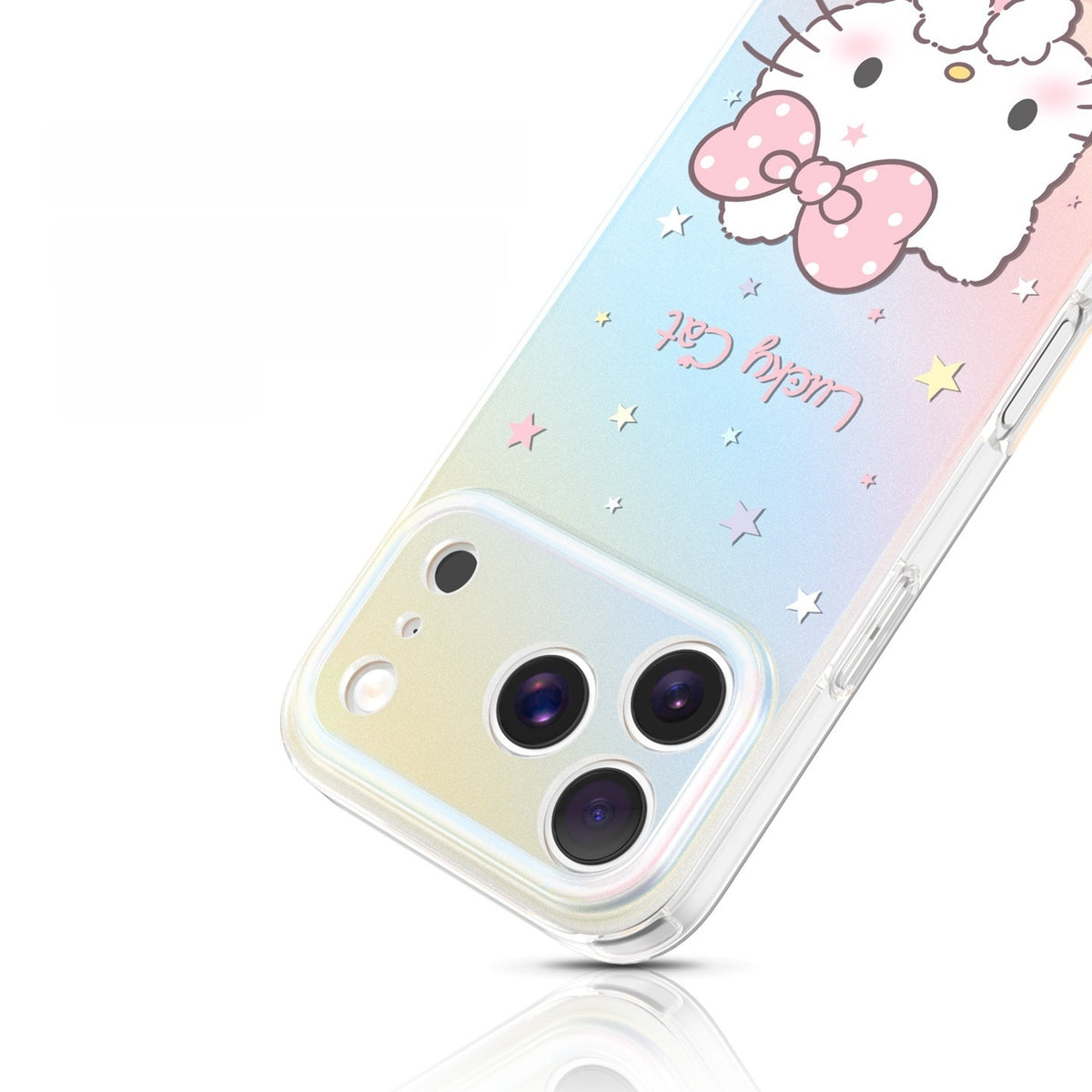 Colorful Star Cover-Mouth Kitty Acrylic Phone Case