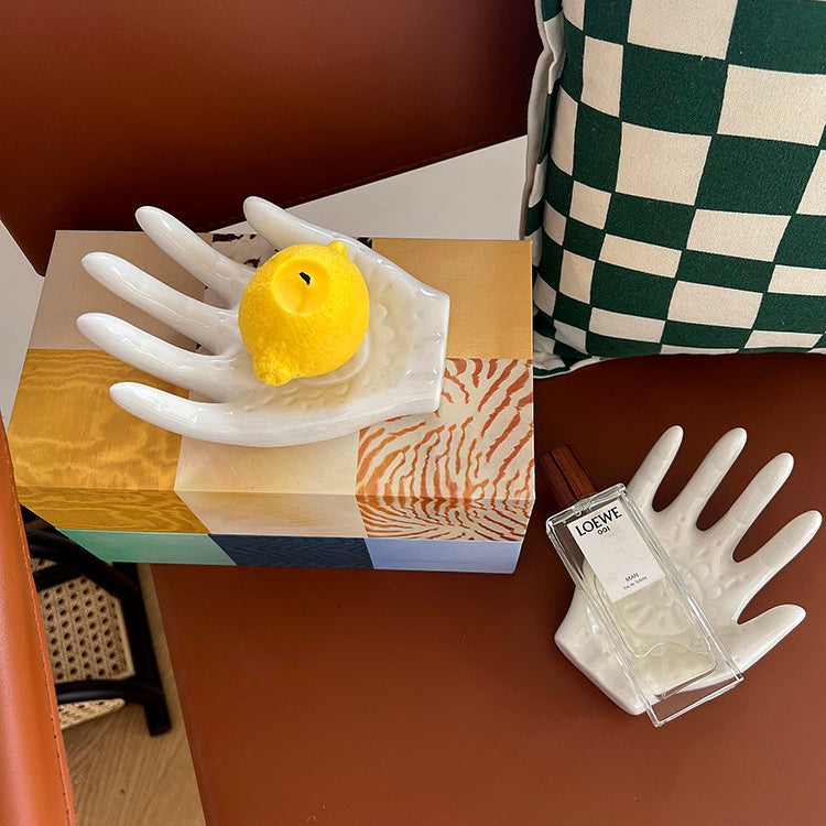 Palm-Shaped Ceramic Ring Display Holder