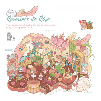 Rose's Greeting 3D Sticker | 4 Miniature Scenes