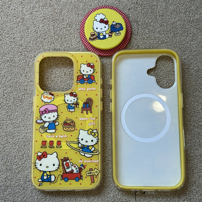 Yellow Polka Dot Sweet Chef Cat Acrylic Phone Case
