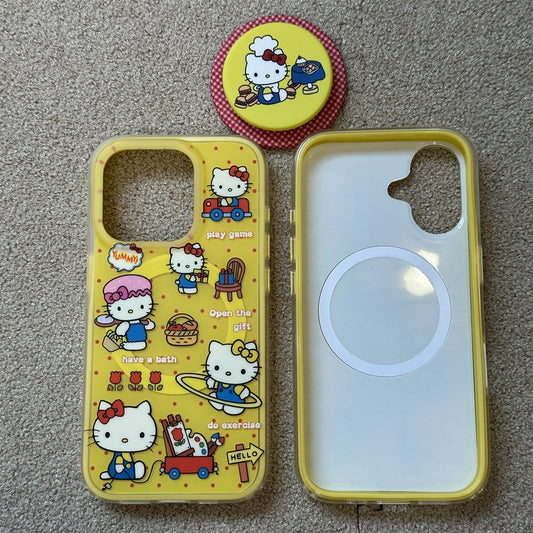 Yellow Polka Dot Sweet Chef Cat Acrylic Phone Case