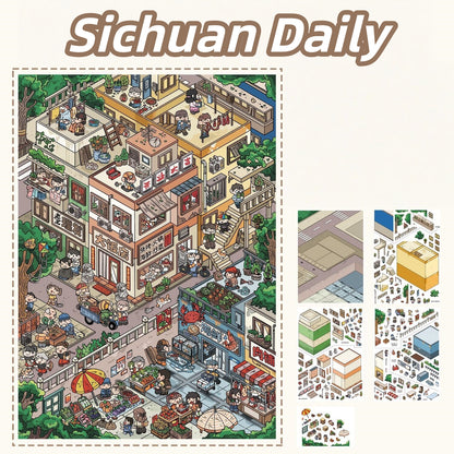 Dream Town 3D Sticker | 4 Cute Miniature Scenes