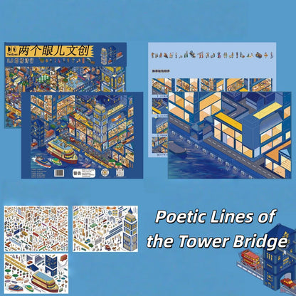 Apple Town 3D Sticker | 2 Cute Miniature Scenes