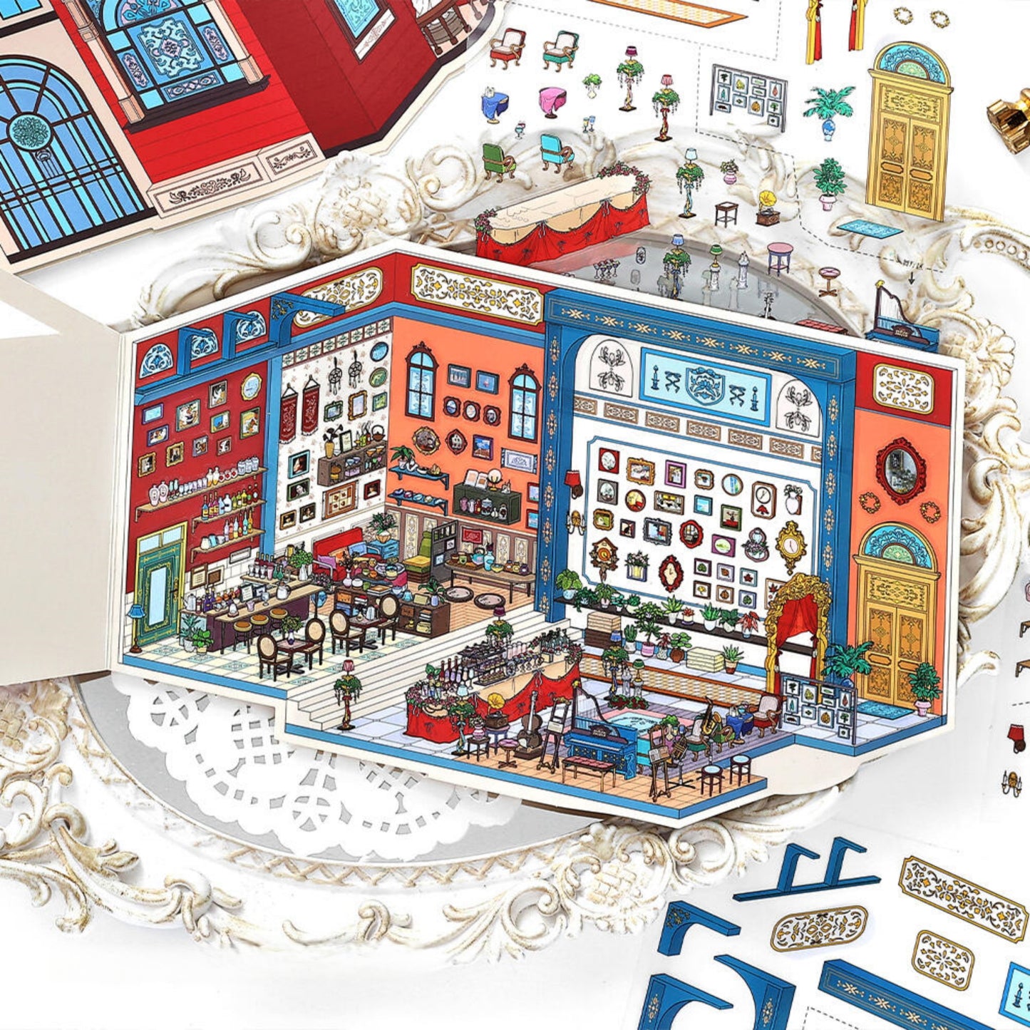 Rome Hotel 3D Sticker | 4 Cute Miniature Scenes