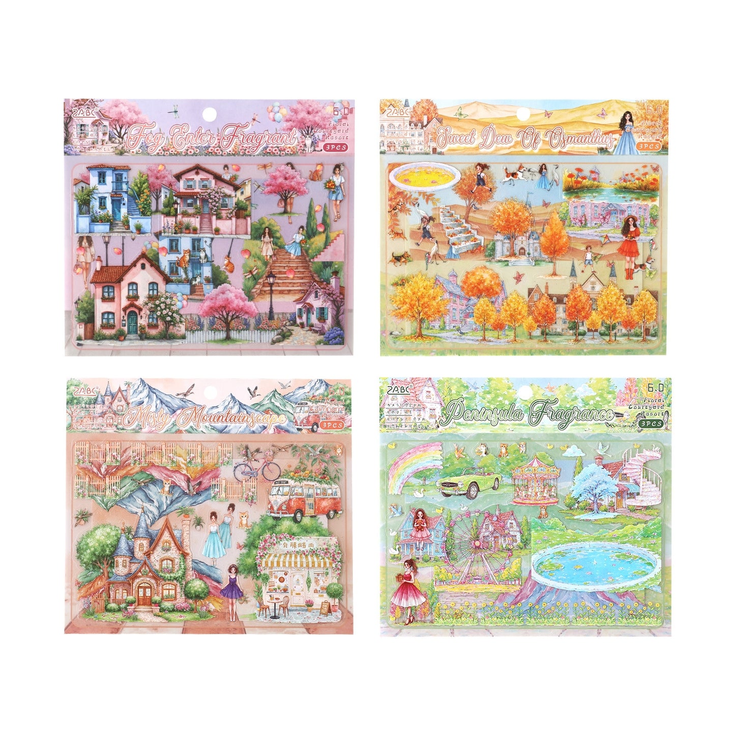 Scented Veil 3D Sticker | 4 Cute Miniature Scenes