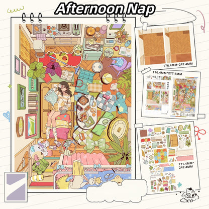 Soft Hours 3D Sticker | 5 Cute Miniature Scenes