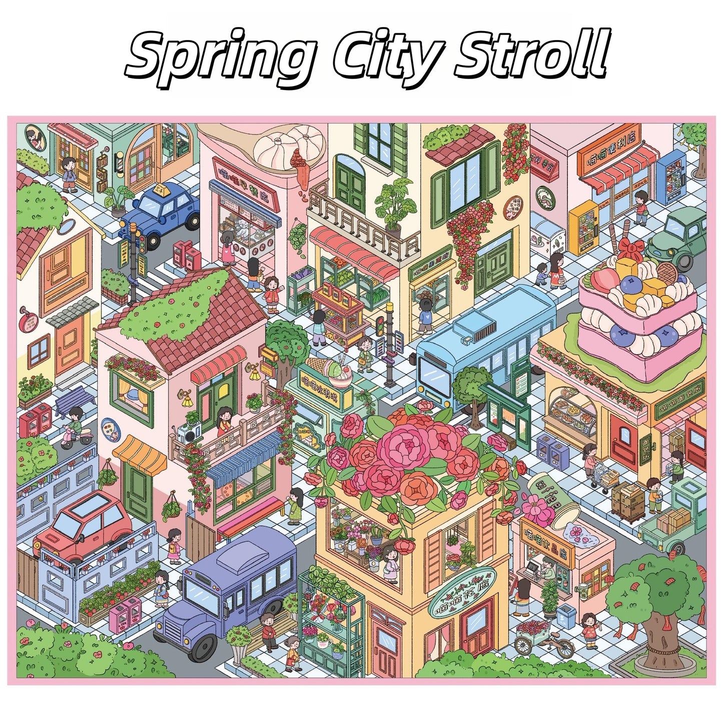 City of Spring Tales 3D Sticker | 4 Cute Miniature Scenes