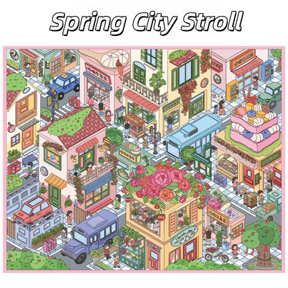 City of Spring Tales 3D Sticker | 4 Cute Miniature Scenes