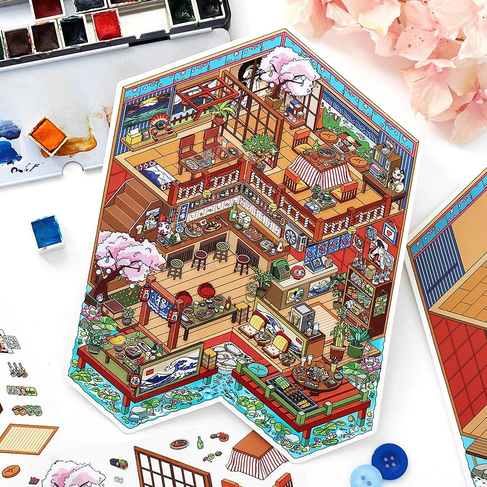 Life in Japan 3D Sticker | 4 Cute Miniature Scenes