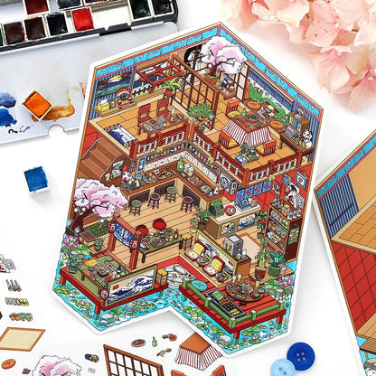Life in Japan 3D Sticker | 4 Cute Miniature Scenes