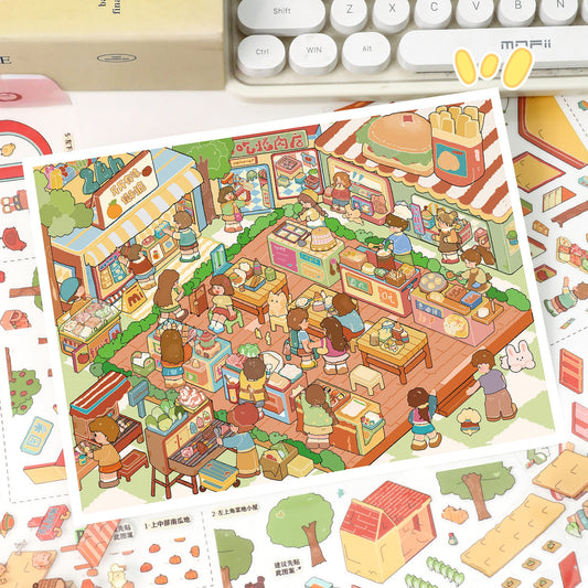 Leisure Daily 3D Sticker | 2 Cute Miniature Scenes