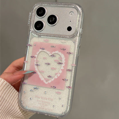 Girl Pink Hollow Heart Gilt Goldfish Acrylic Phone Case