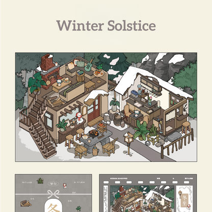 Solar Term 3D Sticker | 4 Cute Miniature Scenes