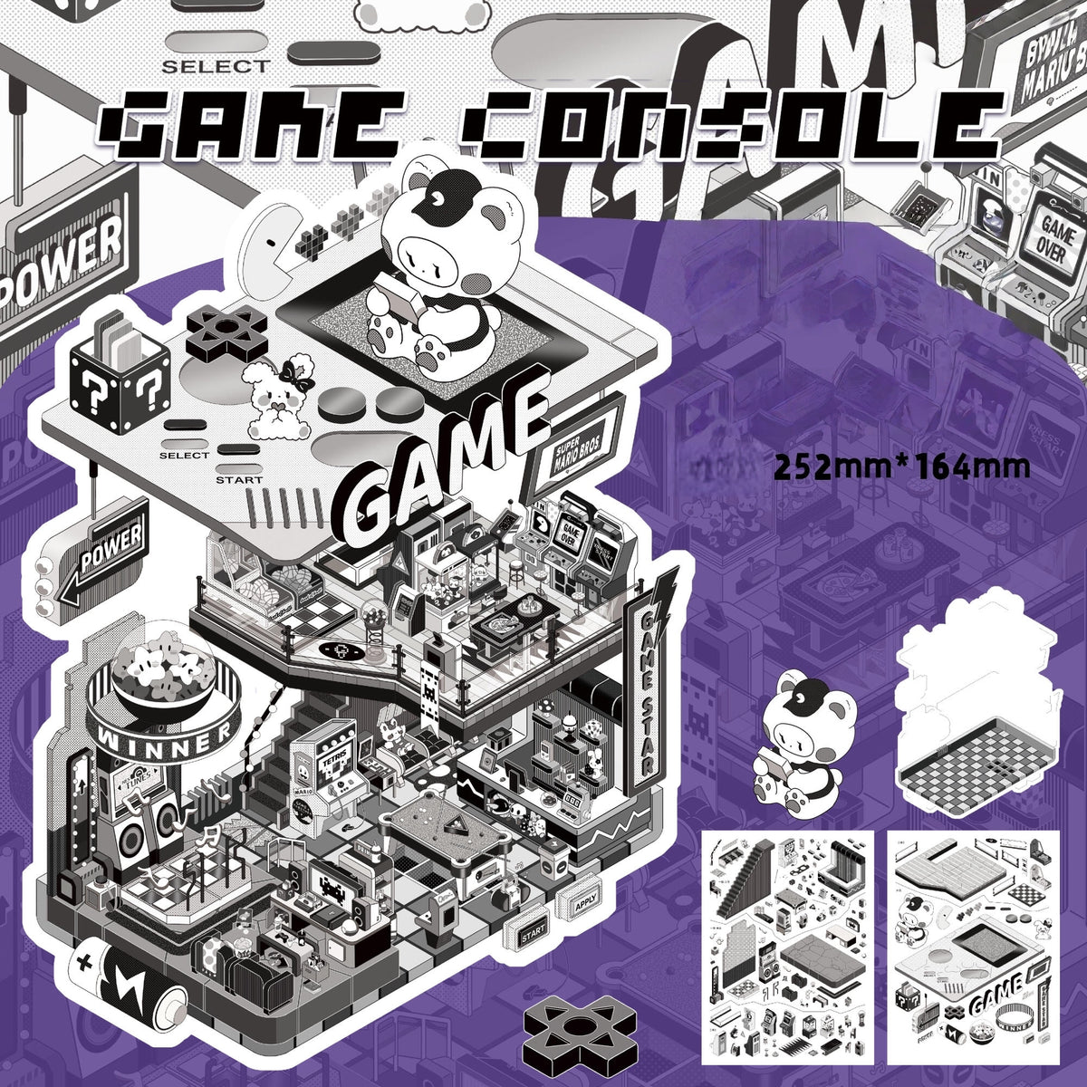 Retro Machines 3D Sticker | 4 Cute Miniature Scenes