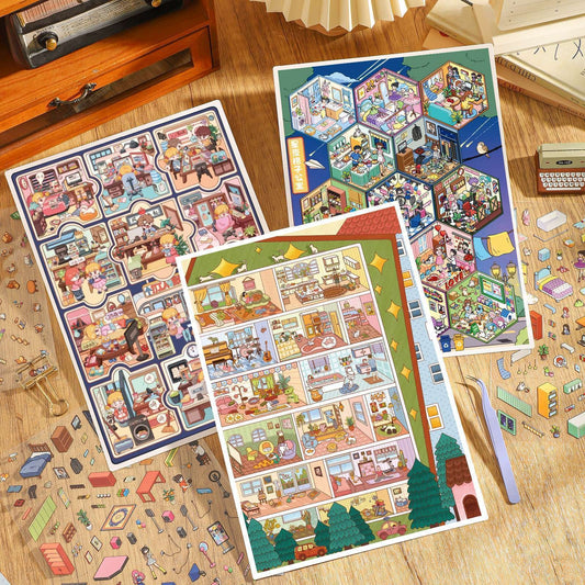 Urban Rhythms 3D Sticker | 3 Cute Miniature Scenes