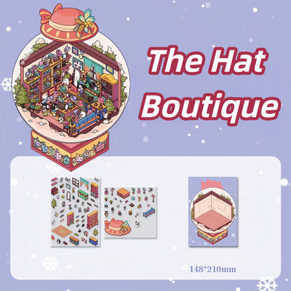 Winter Serene Crystal Poem 3D Sticker | 4 Cute Miniature Scenes