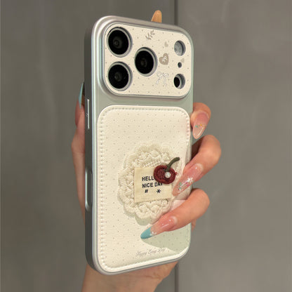 Cream White Lace Cherry Apple Acrylic Phone Case