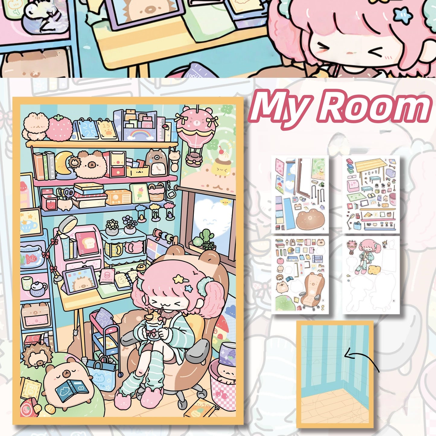 Dream Home 3D Sticker | 4 Cute Miniature Scenes