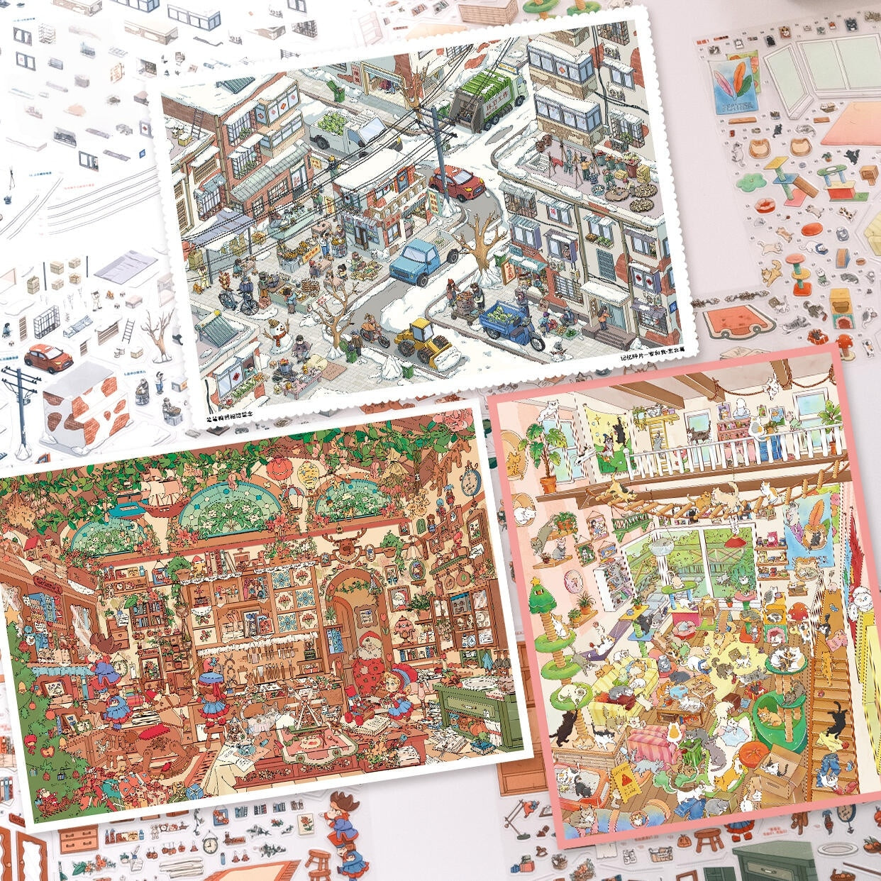 Whimsical Life 3D Sticker | 3 Cute Miniature Scenes