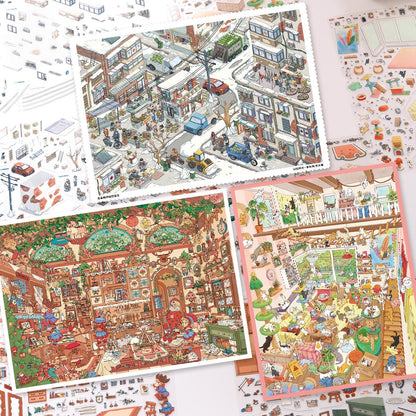 Whimsical Life 3D Sticker | 3 Cute Miniature Scenes