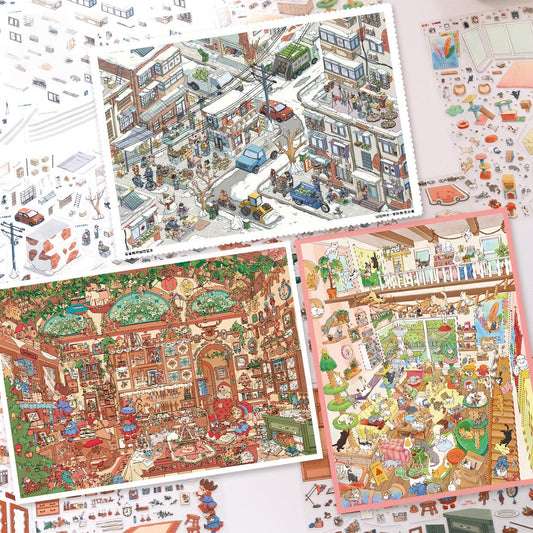 Whimsical Life 3D Sticker | 3 Cute Miniature Scenes