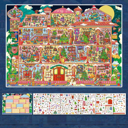 Christmas Cottage 3D Sticker | 3 Cute Miniature Scenes