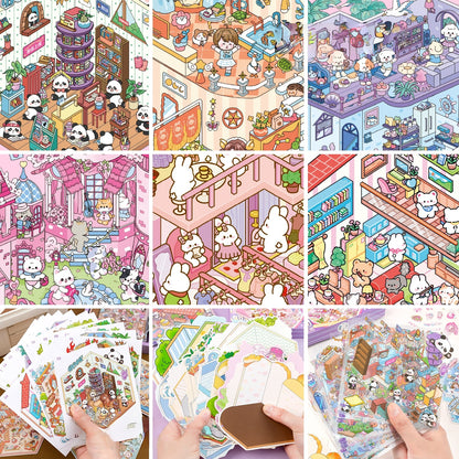 Animal Cottage 3D Sticker Book