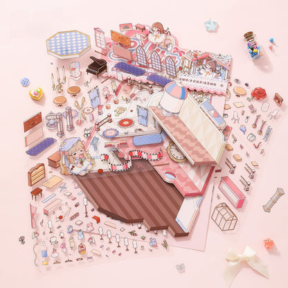 Flip Mansion 3D Sticker | 2 Cute Miniature Scenes