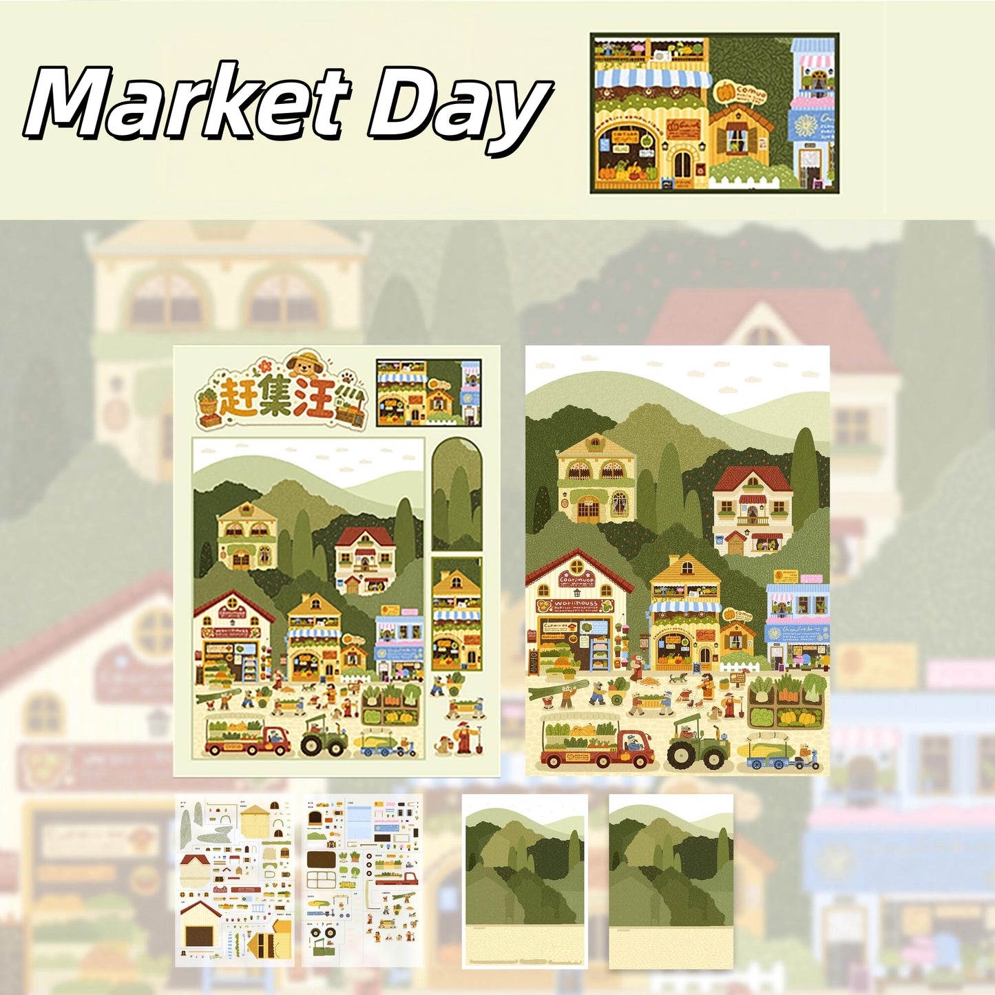 A Dog‘s Day Out 3D Sticker | 4 Cute Miniature Scenes