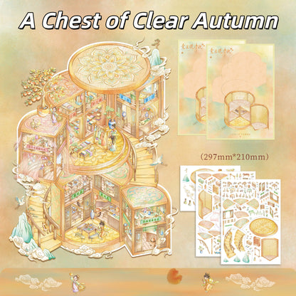 Wind-Retaining Pavilion 3D Sticker |4 Cute Miniature Scenes