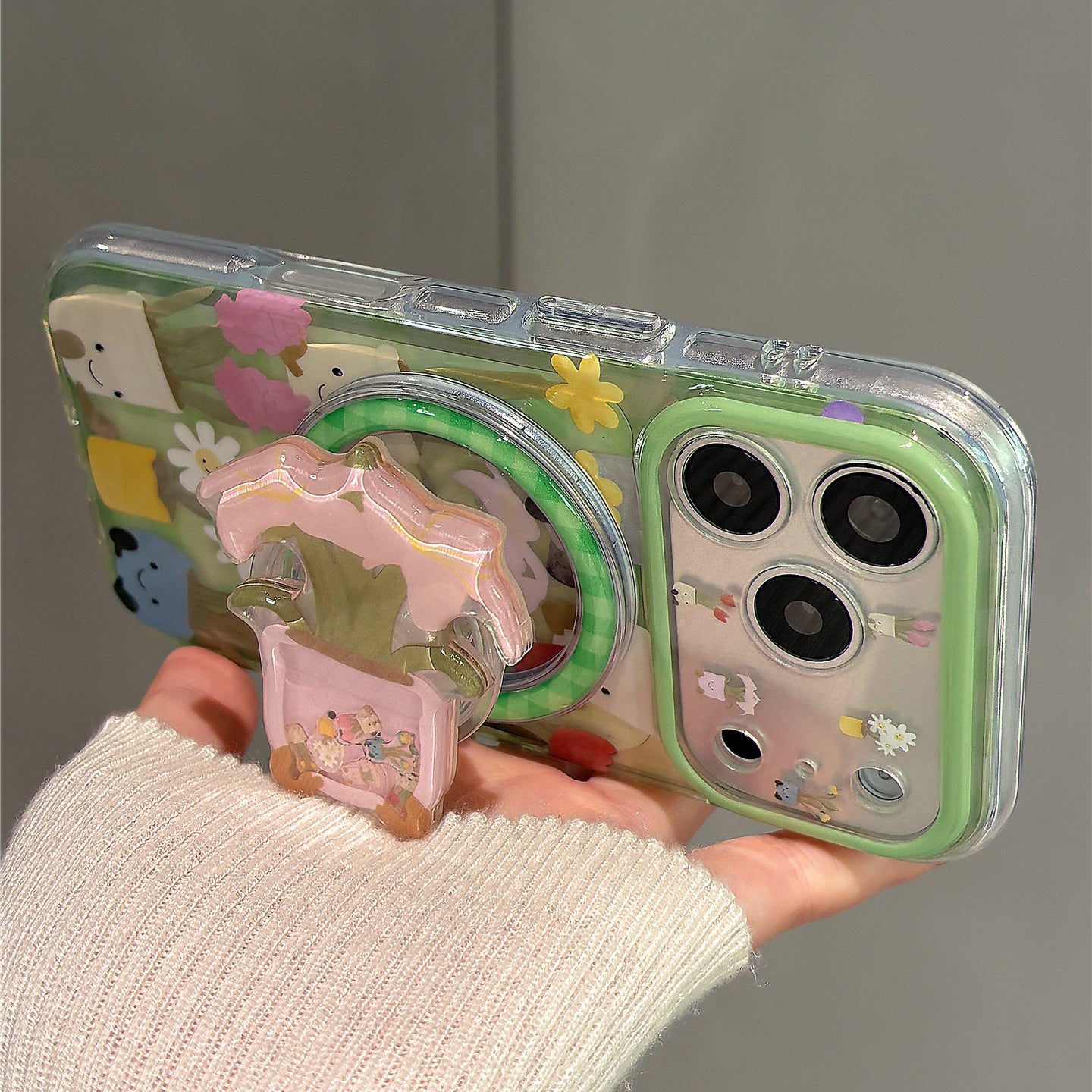 Potted Plant Wobble Magnetic Stand Acrylic Phone Case