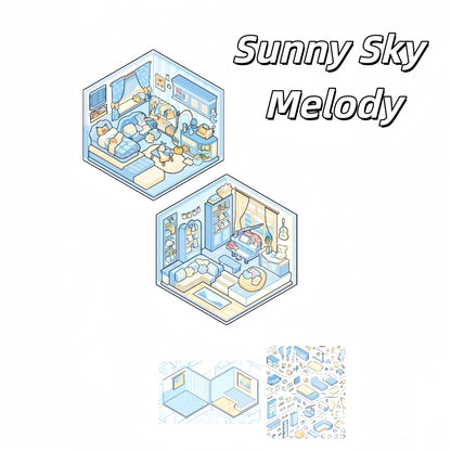 Colorful Series 3D Sticker | 5 Cute Miniature Scenes